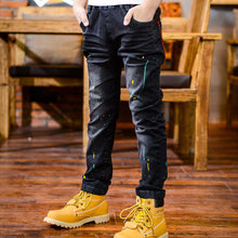 Load image into Gallery viewer, DIIMUU 6-11Y Young Boy Boys Slim Straight Jeans Casual Trousers Kids Child Fashion Denim Long Pants Autumn Winter Baby Bottoms
