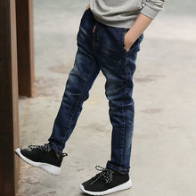 Load image into Gallery viewer, DIIMUU 5-13Y Boys Slim Straight Jeans Young Boy Casual Trousers Kids Baby Children Fashion Denim Long Pants Elastic Waist Pants
